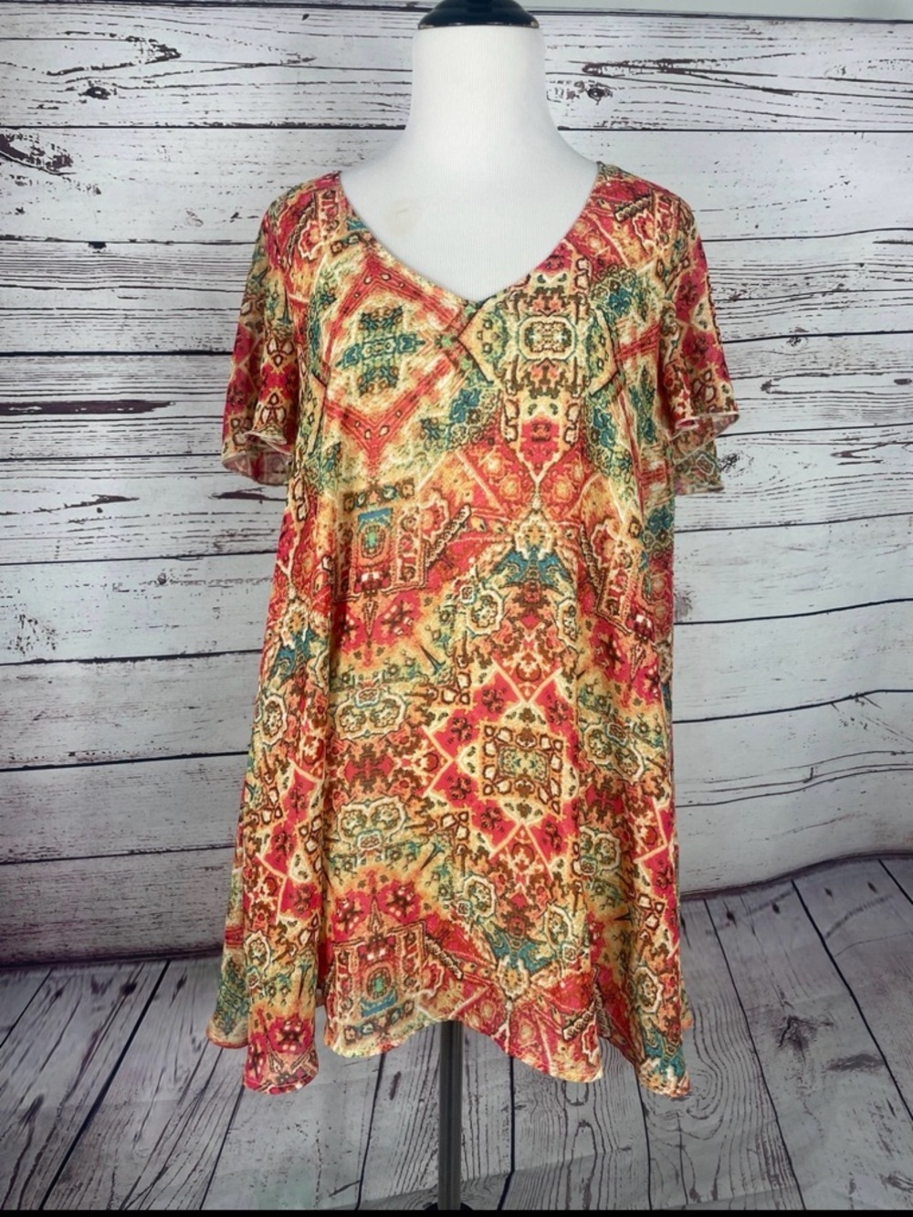 Show Me Your Mumu‎ Boho Tunic Dress Tribal Print Flowy Sleeve X-Small